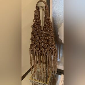 Antique Gold Rhinestone Macrame Handbag! Visually Stunning! Super blingy